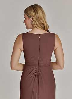 Azazie Manuella Mother of the Bride Dresses Espresso A-Line V-Neck Pleated Chiffon Dress image9