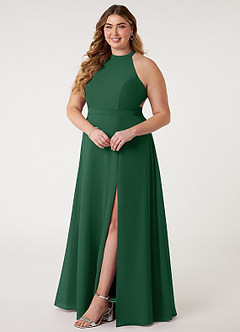 Azazie Clarice Bridesmaid Dresses Dark Green A-Line Halter Chiffon Dress image11