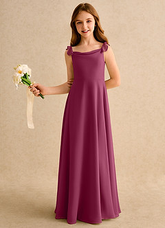 Azazie Puppy Girls Formal Flower Girl Dresses Mulberry A-Line Pleated Chiffon Dress image4