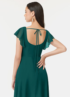Azazie Bondi Brautjungfernkleider A-Linie Gekräuselt Chiffon Kleid Pfau image3