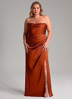 Azazie Leonis Bridesmaid Dresses Paprika Mermaid Pleated Stretch Satin Convertible Dress image8