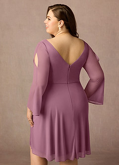 Azazie Teraso Mother of the Bride Dresses Vintage Mauve A-Line Pleated Mesh Dress image15