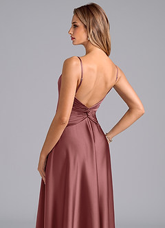 Azazie Elita Brautjungfernkleider A-Linie Plissee Stretch-Satin Kleid Amethyst image2