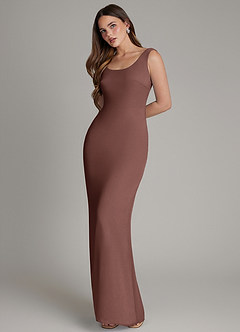 Azazie Hadley Bridesmaid Dresses Espresso Mermaid Pleated Chiffon Dress image3