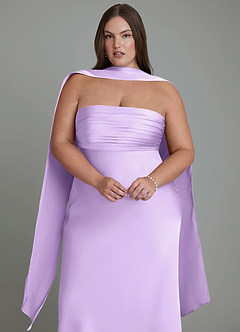 Azazie Saylor Vestidos de damas de honor Vestido Lila de Satén Elástico de Corte Sirena con Palabra de honor image18