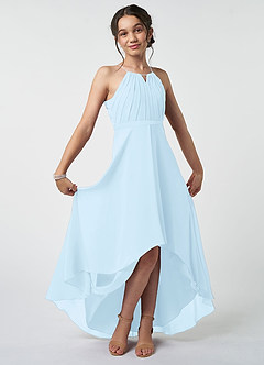 Azazie Oaklynn Junior Sky Blue A-Line Pleated Chiffon Dress image2