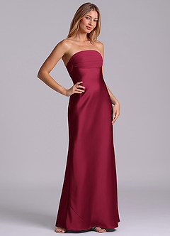 Azazie Ailanie Brudtärnklänningar Klä av Tubklänning i Stretch Satin Axelbandslös Bourgogne image5