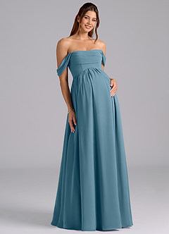 Azazie Saige Suknie dla druhen ciążowych Linia A Pofałdowany Szyfon Długość podłogi Sukienka image3