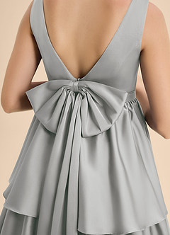 Azazie Meadowyn Junior Silver A-Line Bow Stretch Satin Dress image7