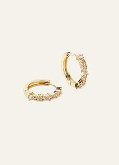 front Rhinestone Huggie Hoop Earrings