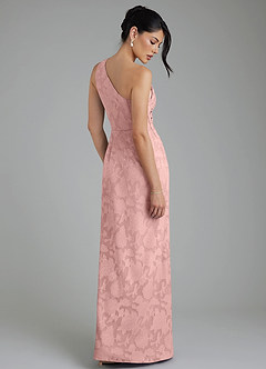 Azazie Akilah Robes de demoiselle d'honneur Robe Sirène en Blumen-Burnout Asymétrique Rose Poudré image2