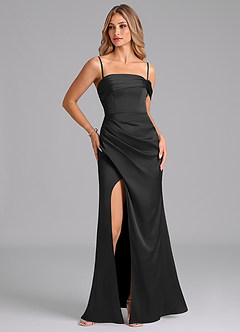 Azazie Lisbeth Bridesmaid Dresses Black Mermaid Off the Shoulder Stretch Satin Convertible Dress image6