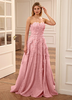 Adelaide Pink Floral A-line Rhinestone Embroidery Sweetheart Neckline Prom Dress image5