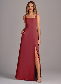 Azazie Debra Bridesmaid Dresses Pomegranate A-Line with Pockets Chiffon Convertible Dress image5