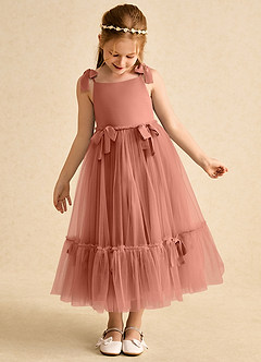 Azazie Jaci Sukienki dla dziewczynek sypiących kwiaty Linia A Pasek spaghetti Szyfon Długość kostki Sukienka image6