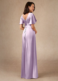 Azazie Emmeline 신부의 어머니 드레스 A라인 주름진 스트레치 새틴 플로어 길이 드레스 image2