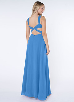 Azazie Nahrin Bridesmaid Dresses Blue Jay A-Line V-Neck Pleated Chiffon Dress image4