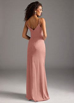 Azazie Deandra Bridesmaid Dresses Rosette Mermaid Pleated Stretch Satin Dress image2