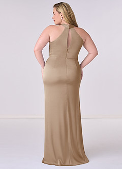 Barbie ♥ Azazie Bridesmaid Dresses Taupe Sheath Stretch Satin Dress image8