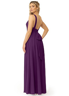 Azazie Kora Bridesmaid Dresses Grape A-Line Pleated Chiffon Dress image5