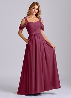 Azazie Koa Venta Final Vestido de Mora de Gasa de Corte en A con Vestidos sin tirantes image4