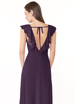 Azazie Yoko Bridesmaid Dresses Plum A-Line Ruched Chiffon Dress image6