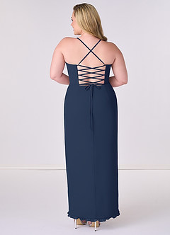 Barbie ♥ Azazie Bridesmaid Dresses Dark Navy Sheath Corset Chiffon Dress image7