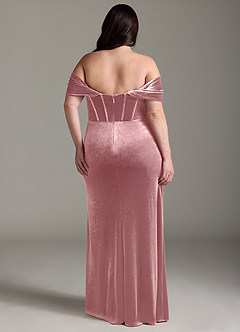 Azazie Jas Bridesmaid Dresses Dusty Rose Sheath Off-The-Shoulder Corset Velvet Convertible Dress image10