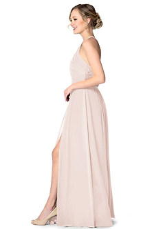Azazie Ginger Allure Bridesmaid Dresses A-Line Lace Chiffon Floor-Length Dress image3