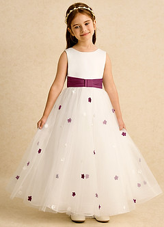 Azazie Cricket vestidos de niña de las flores Vestido de Marfil Mora de Satin Mate de Corte Princesa con Plisado image4