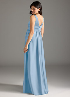 Azazie Yetta Maternity Bridesmaid Dresses A-Line Pleated Stretch Satin Floor-Length Dress image3