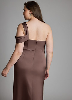Azazie Wynter Bridesmaid Dresses Ganache Sheath One Shoulder Stretch Satin Dress image11