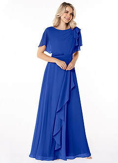 Azazie Aaliyah Modest Bridesmaid Dresses A-Line Scoop Pleated Chiffon Floor-Length Dress image3