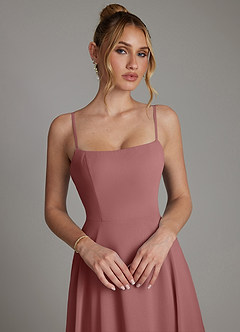 Azazie Elita Bridesmaid Dresses Desert Rose A-Line Pleated Chiffon Dress image3