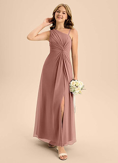 Azazie Brooke Junior Cedar Rose A-Line Side Slit Chiffon Dress image3