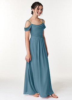 Azazie Alivia Junior Bermuda A-Line Off the Shoulder Chiffon Dress image3