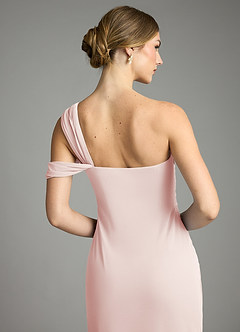 Azazie Tati Bridesmaid Dresses Rose Petal Sheath Off the Shoulder Mesh Dress image6