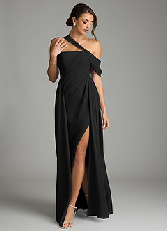 Azazie Kassandra Klänningar att prova hemma Klä av A-Line i Chiffong Av axeln Svart image3