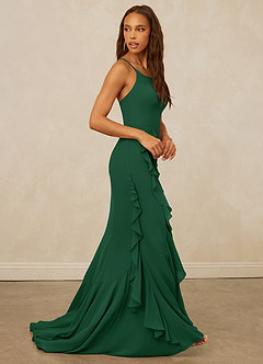 Christian Siriano Bridal for Azazie 1006 Robes de demoiselle d'honneur Robe Sirène en Mousseline de soie Rayé Vert Foncé image5