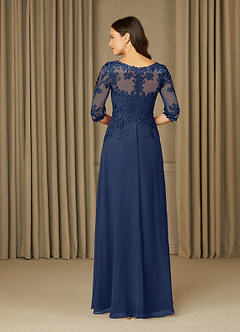 Azazie Dorella Mother of the Bride Dresses Dark Navy A-Line Lace Chiffon Dress image2