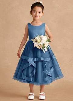 Azazie Posy Blumenmädchenkleider A-Linie Mit Perlen Tüll Kleid Zwielichtviolett image4