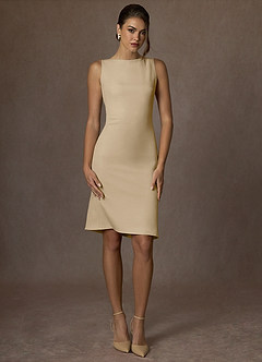 front Kennedy Champanhe Vestido estruturado com elastano