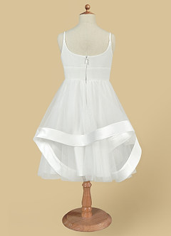 Azazie Anya Flower Girl Dresses Diamond White A-Line Spaghetti Strap Tulle Dress image6