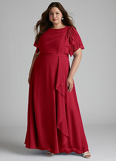 Azazie Aaliyah Modest Bridesmaid Dresses A-Line Scoop Pleated Chiffon Floor-Length Dress image6