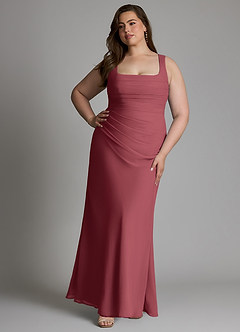 Azazie Agustina 신부 들러리 드레스 인어 코르셋 쉬폰 바닥 길이 드레스 image10