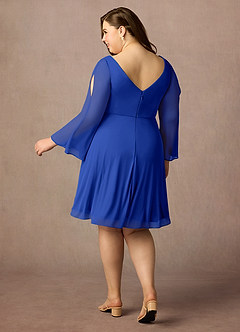 Azazie Teraso Mother of the Bride Dresses Royal Blue A-Line Pleated Mesh Dress image10