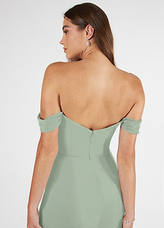 Azazie Kit Bridesmaid Dresses Dusty Sage Mermaid Off the Shoulder Mesh Dress image7
