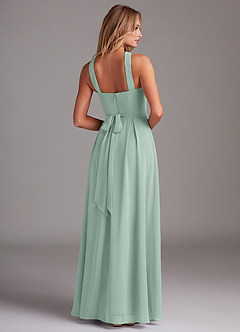 Azazie Dixie Bridesmaid Dresses Agave A-Line Halter Pleated Chiffon Dress image2