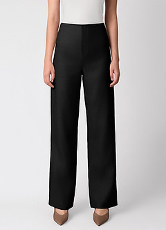 front 100% European Linen Wide-Leg Pants