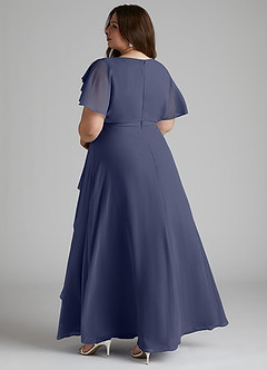 Azazie Aaliyah Modest Bridesmaid Dresses A-Line Scoop Pleated Chiffon Floor-Length Dress image9